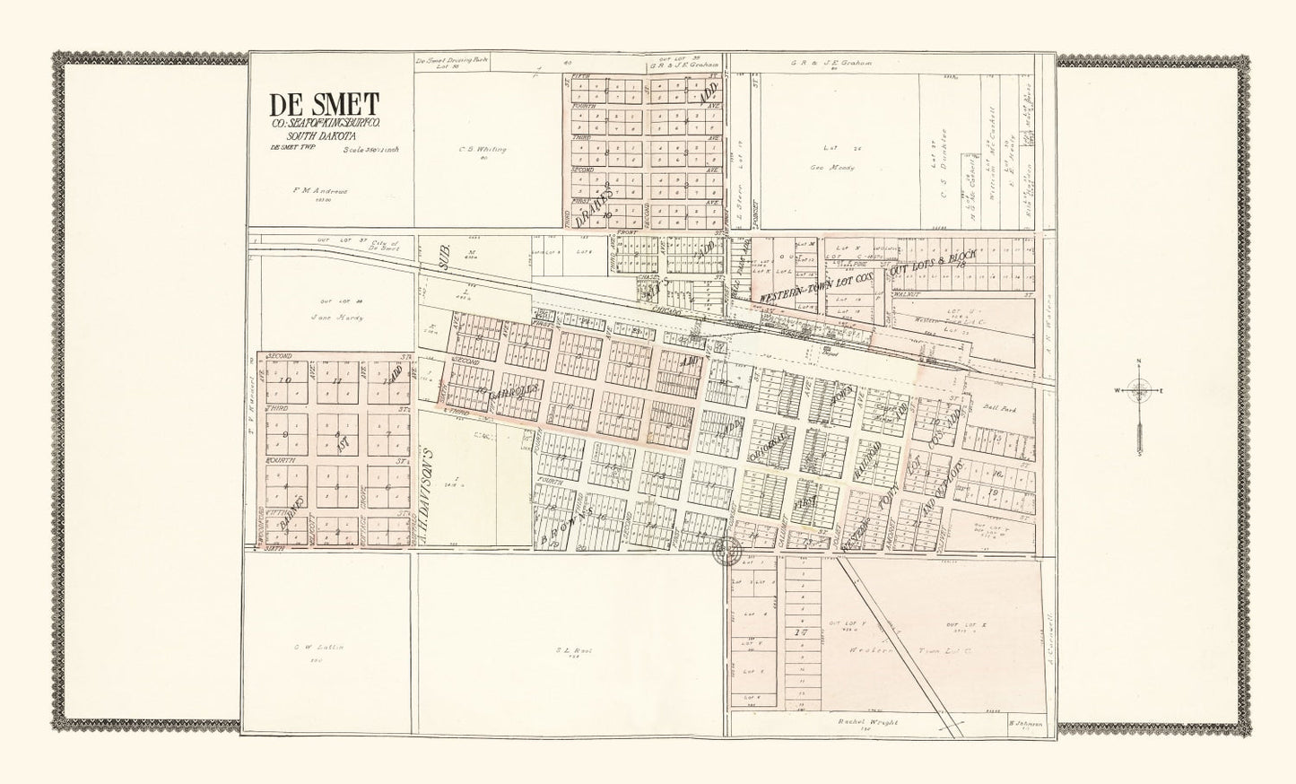 Vintage Map of De Smet, South Dakota, 1909