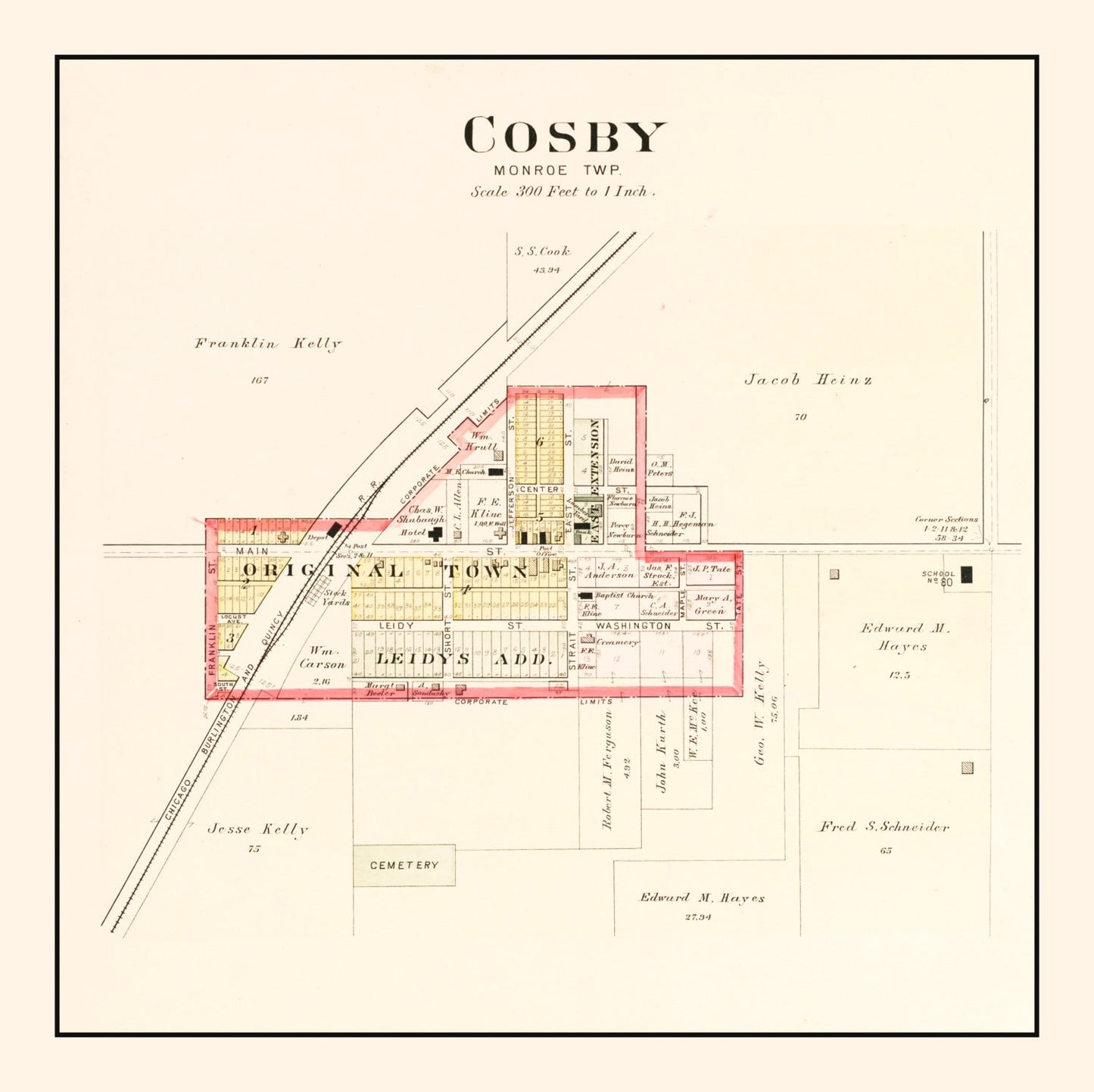Vintage Map of Cosby, Missouri 1909