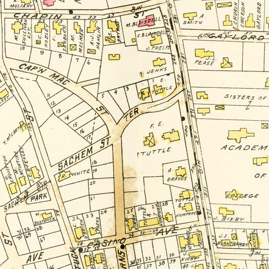 Vintage Map of Chicopee Center, Massachusetts, 1912