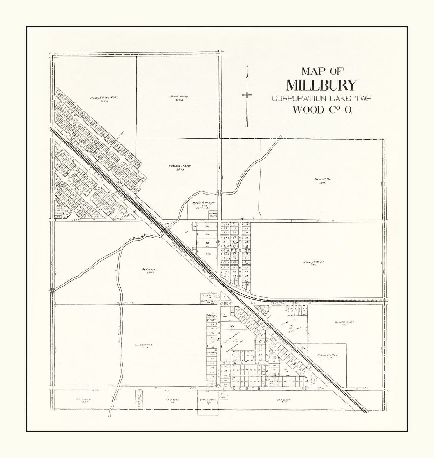 Vintage Map of Millbury, Ohio, 1912