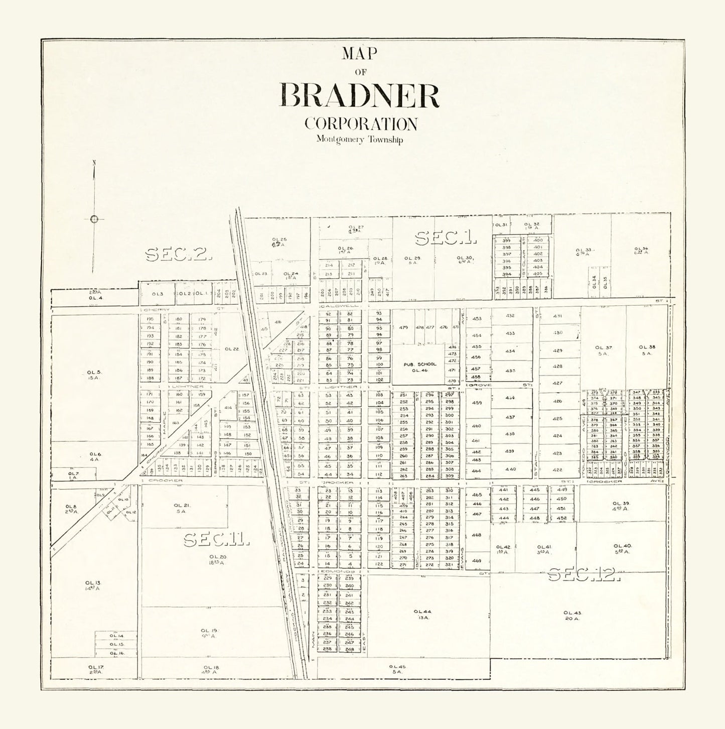 Vintage Map of Bradner, Ohio 1912