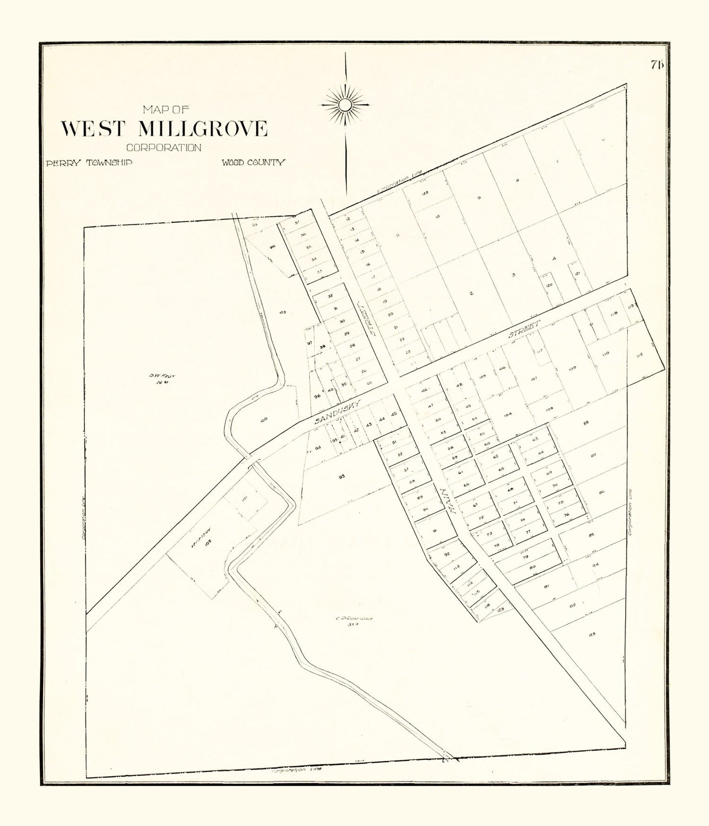 Vintage Map of West Millgrove, Ohio 1912
