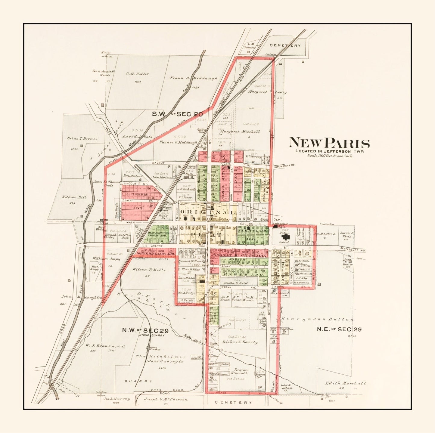 Vintage Map of New Paris, Ohio, 1912