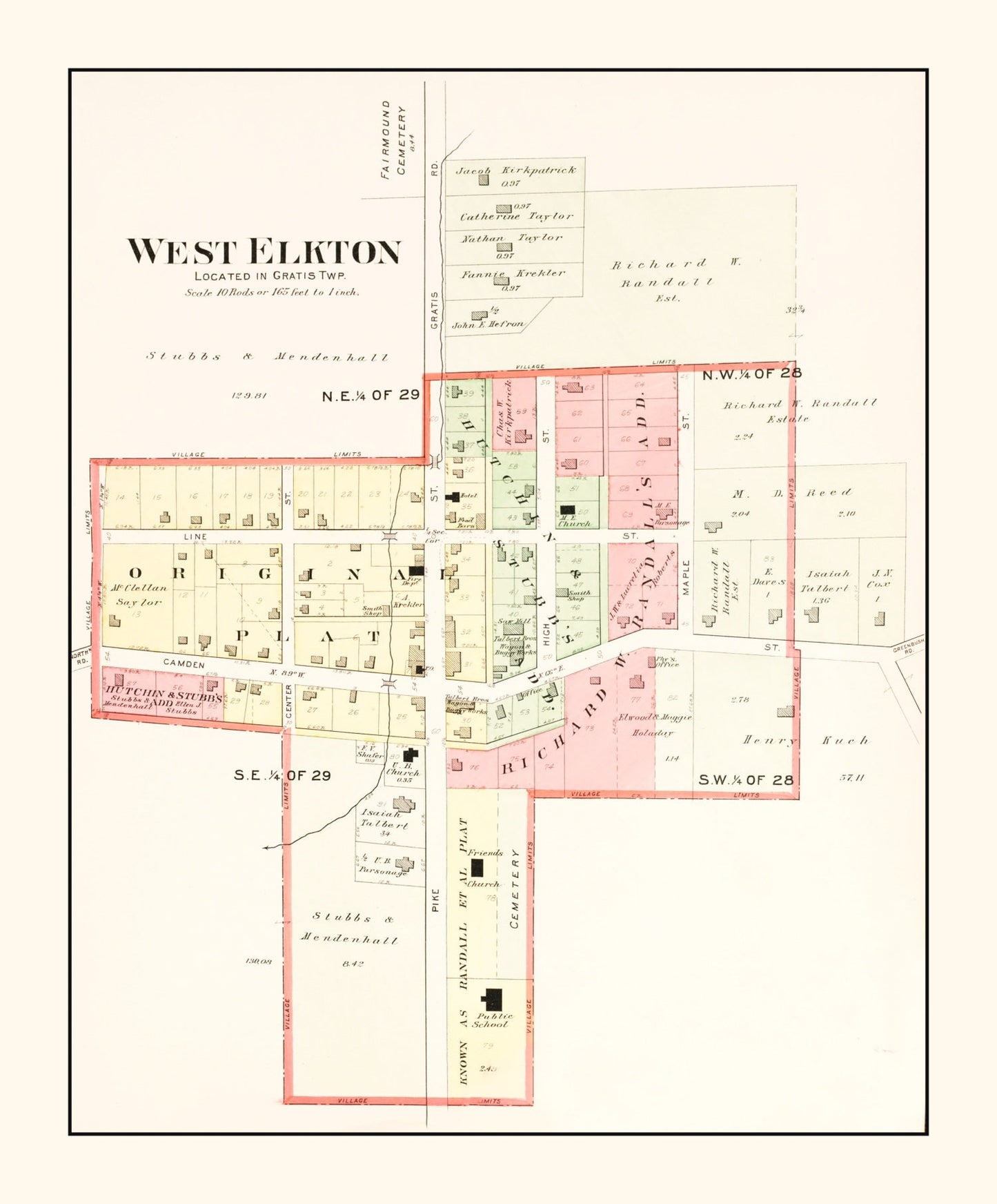Vintage Map of West Elkton, Ohio, 1912