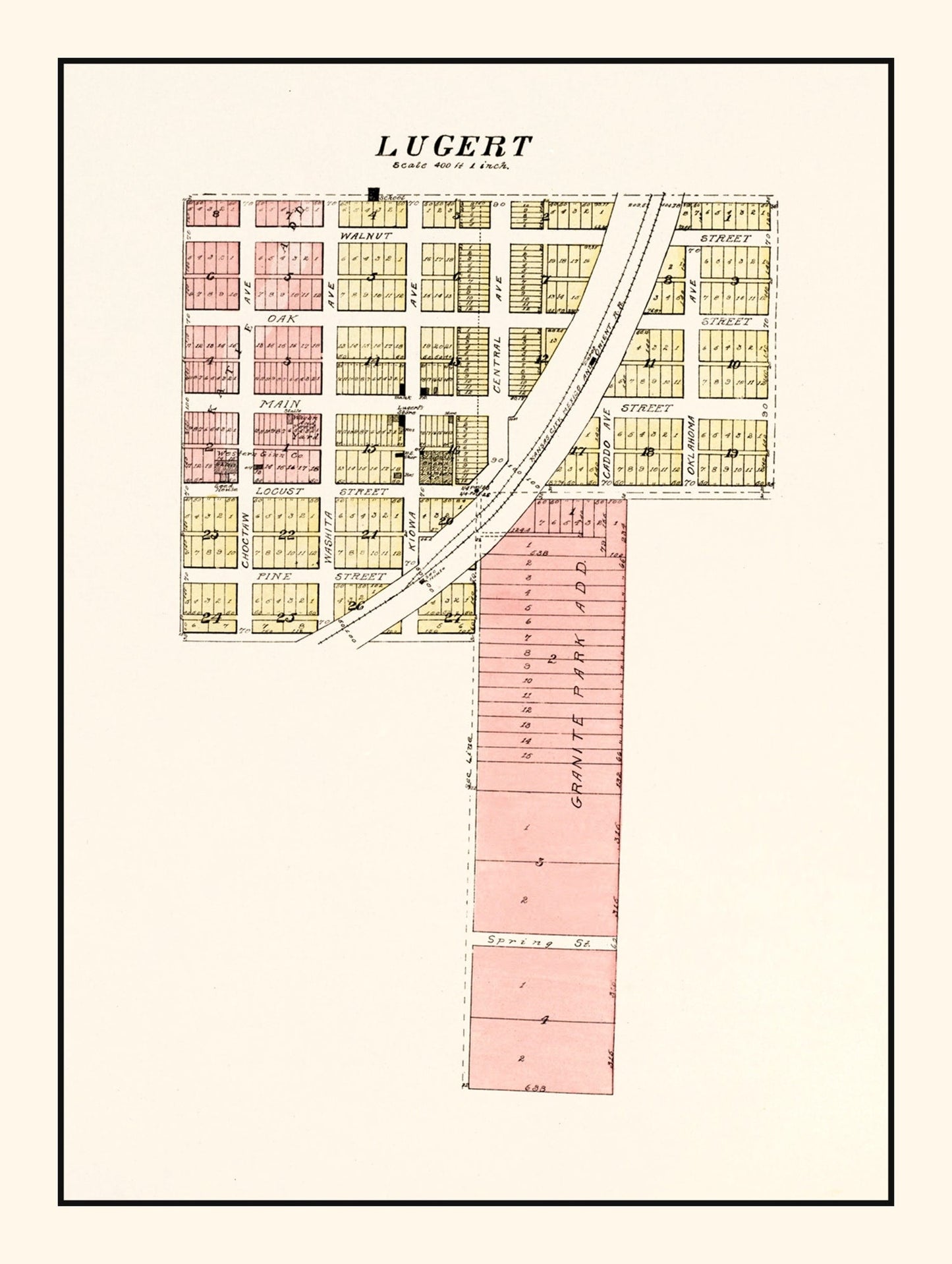 Vintage Map of Lugert, Oklahoma, 1913