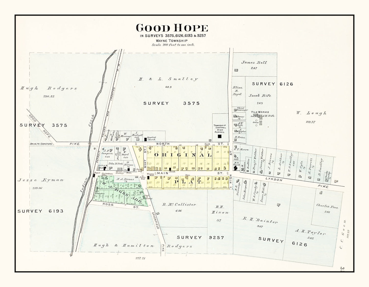 Vintage Map of Good Hope, Ohio, 1913