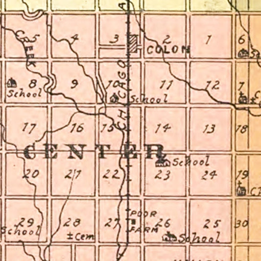 Vintage Map of Saunders County, Nebraska, 1916