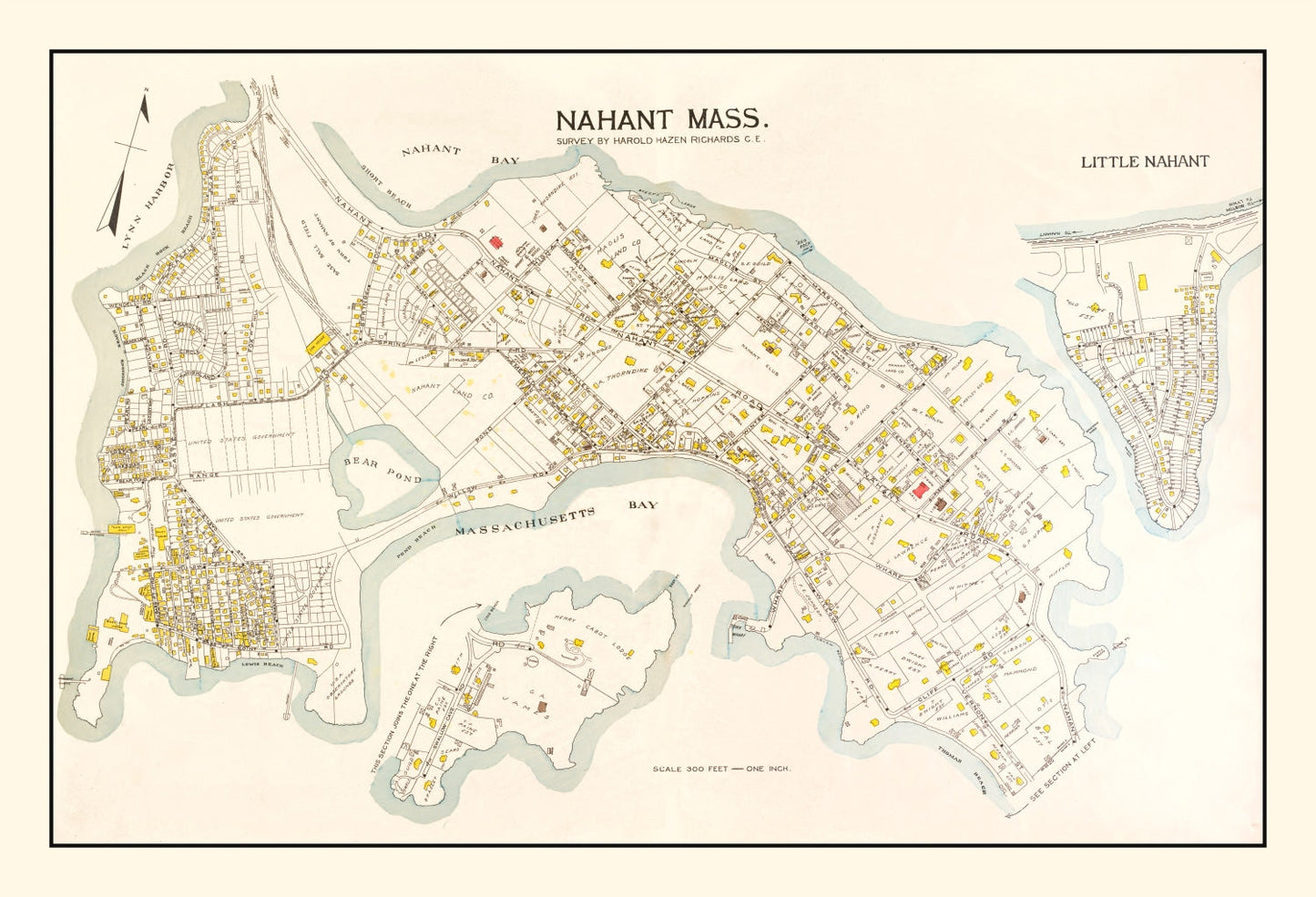 Vintage Map of Nahant, Massachusetts, 1924