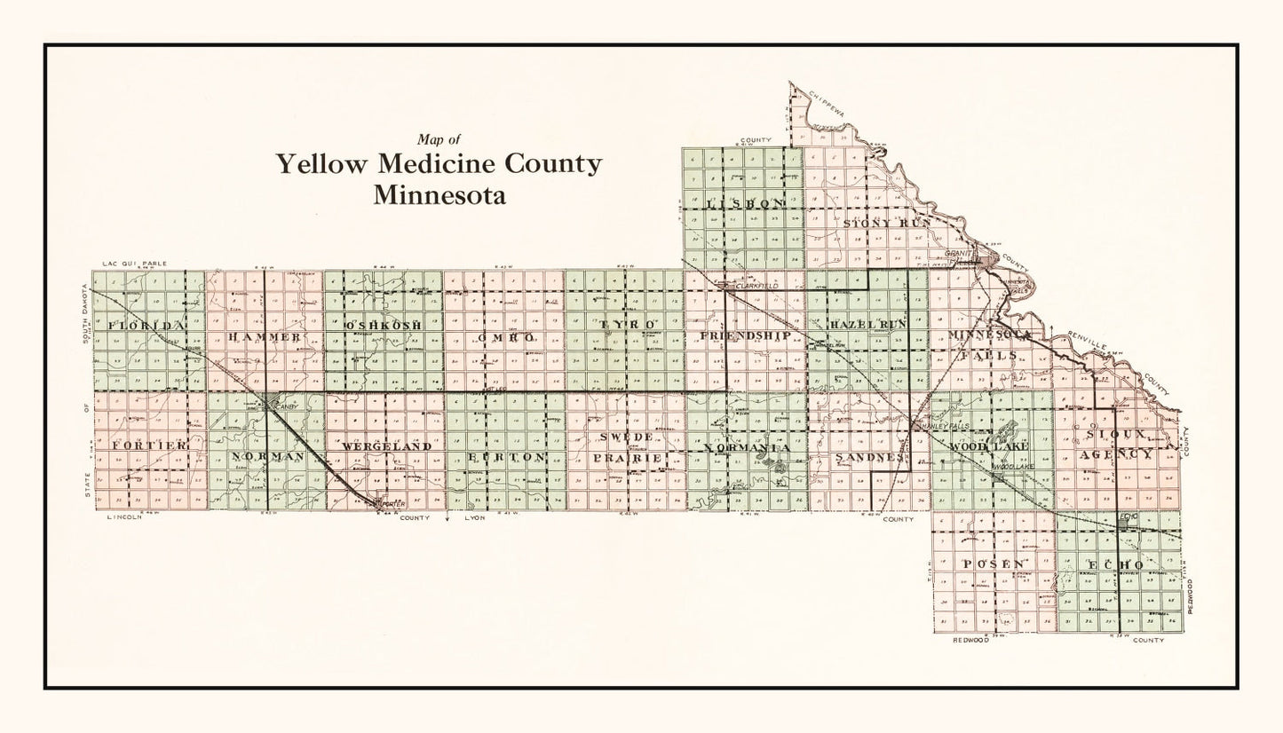Vintage Map of Yellow Medicine County, Minnesota, 1929