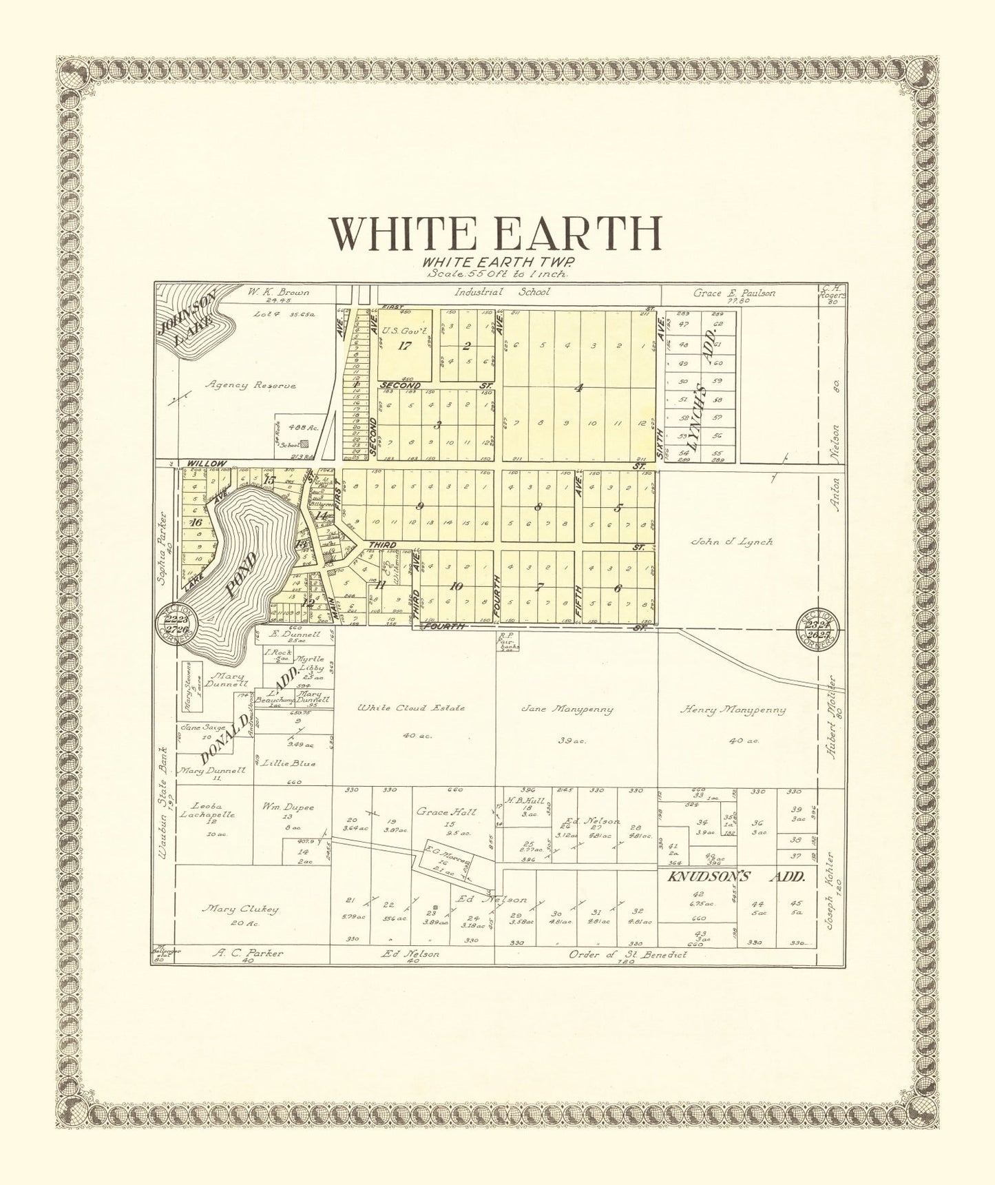 Vintage Map of White Earth, Minnesota 1929