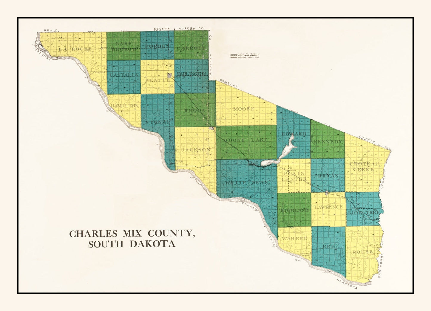 Vintage Map of Charles Mix County, South Dakota, 1931