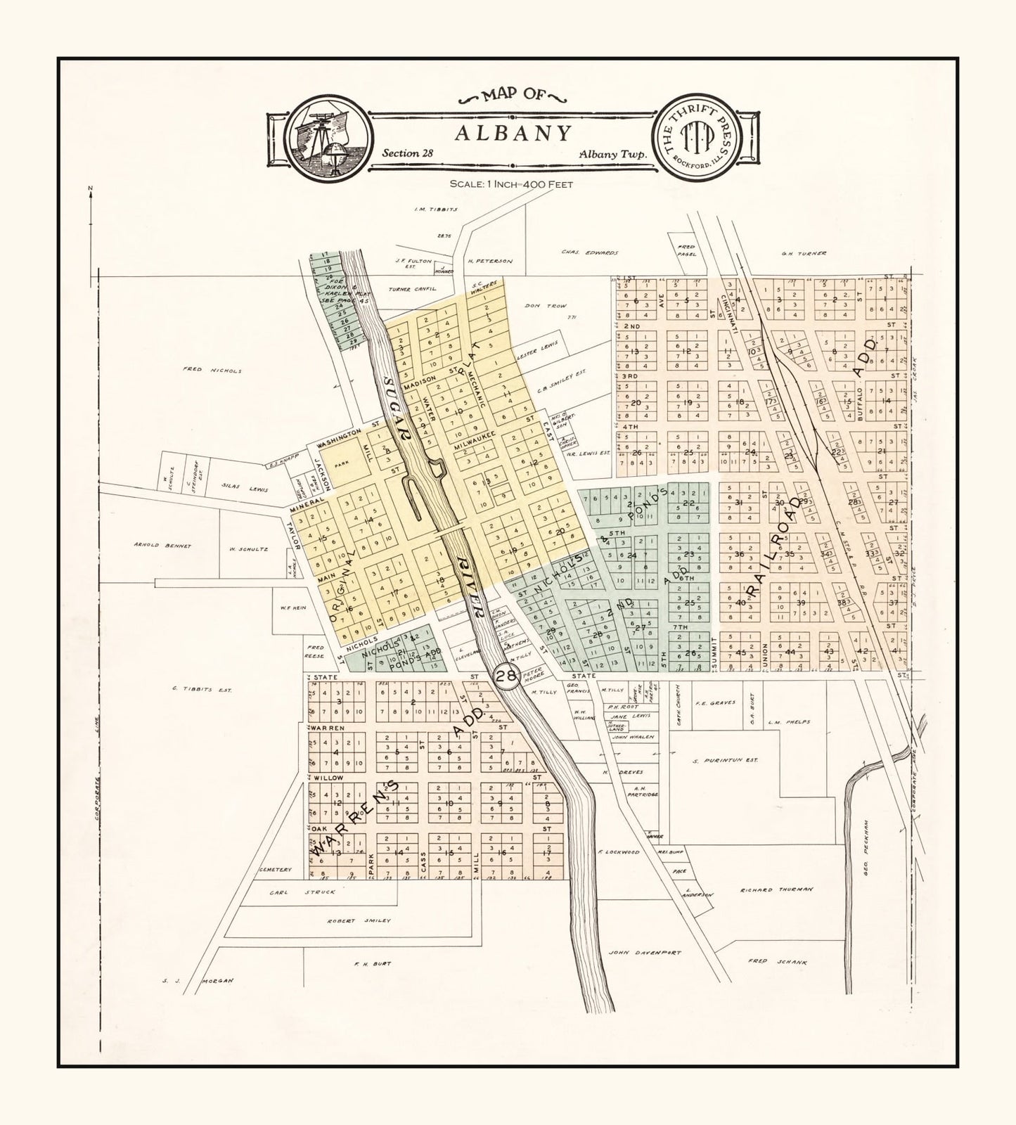 Vintage Map of Albany, Wisconsin, 1931