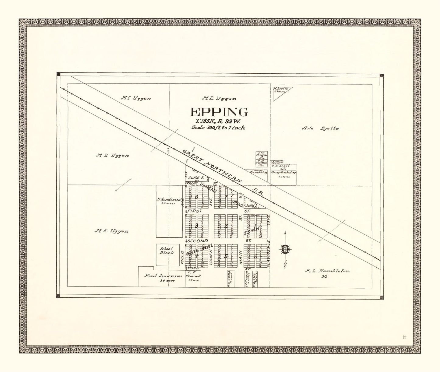Vintage Map of Epping, North Dakota, 1937
