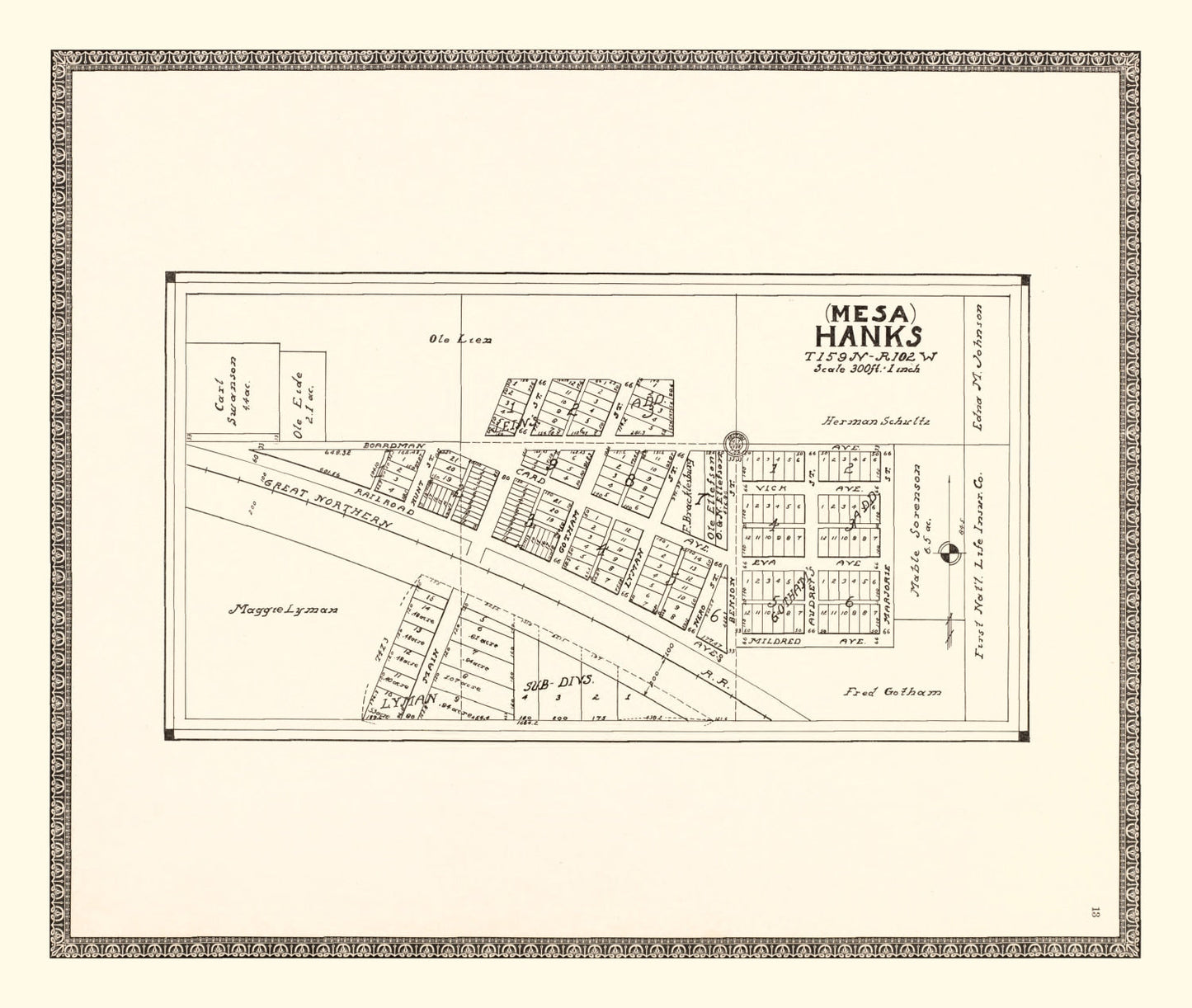 Vintage Map of Hanks, North Dakota, 1937