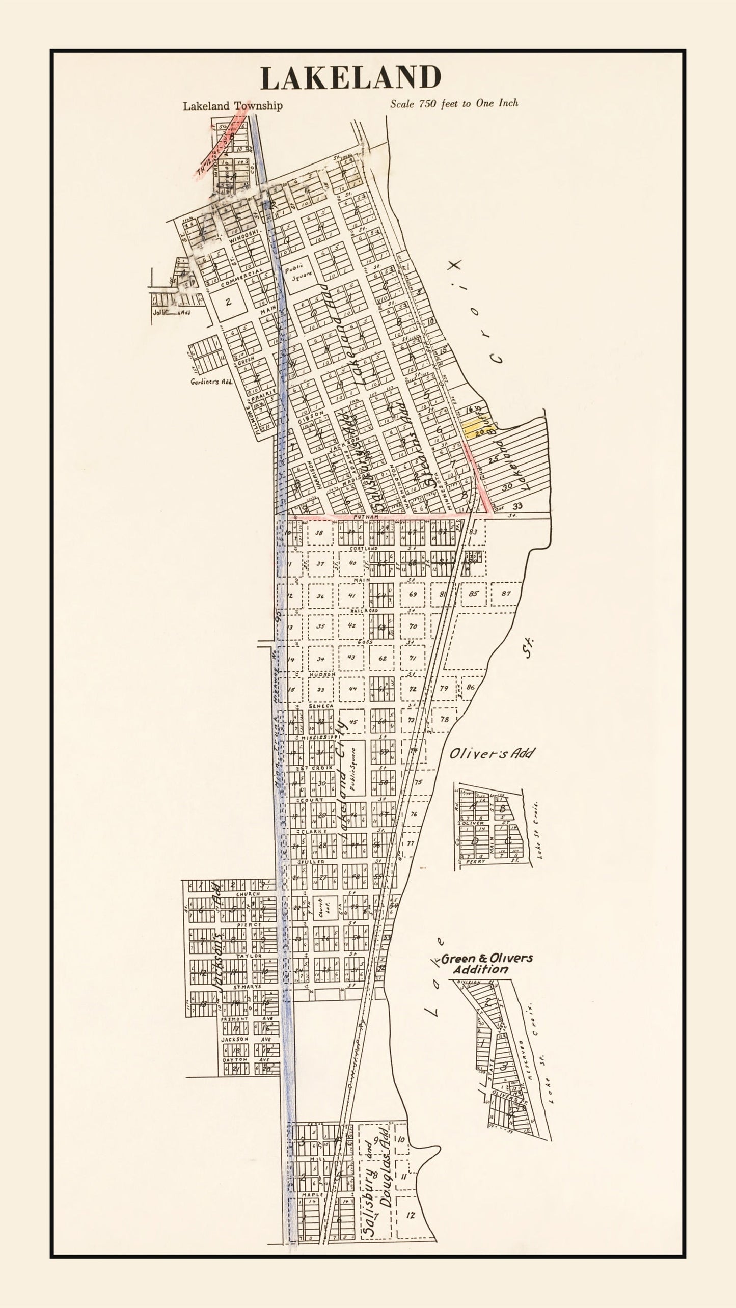 Vintage Map of Lakeland, Minnesota, 1938