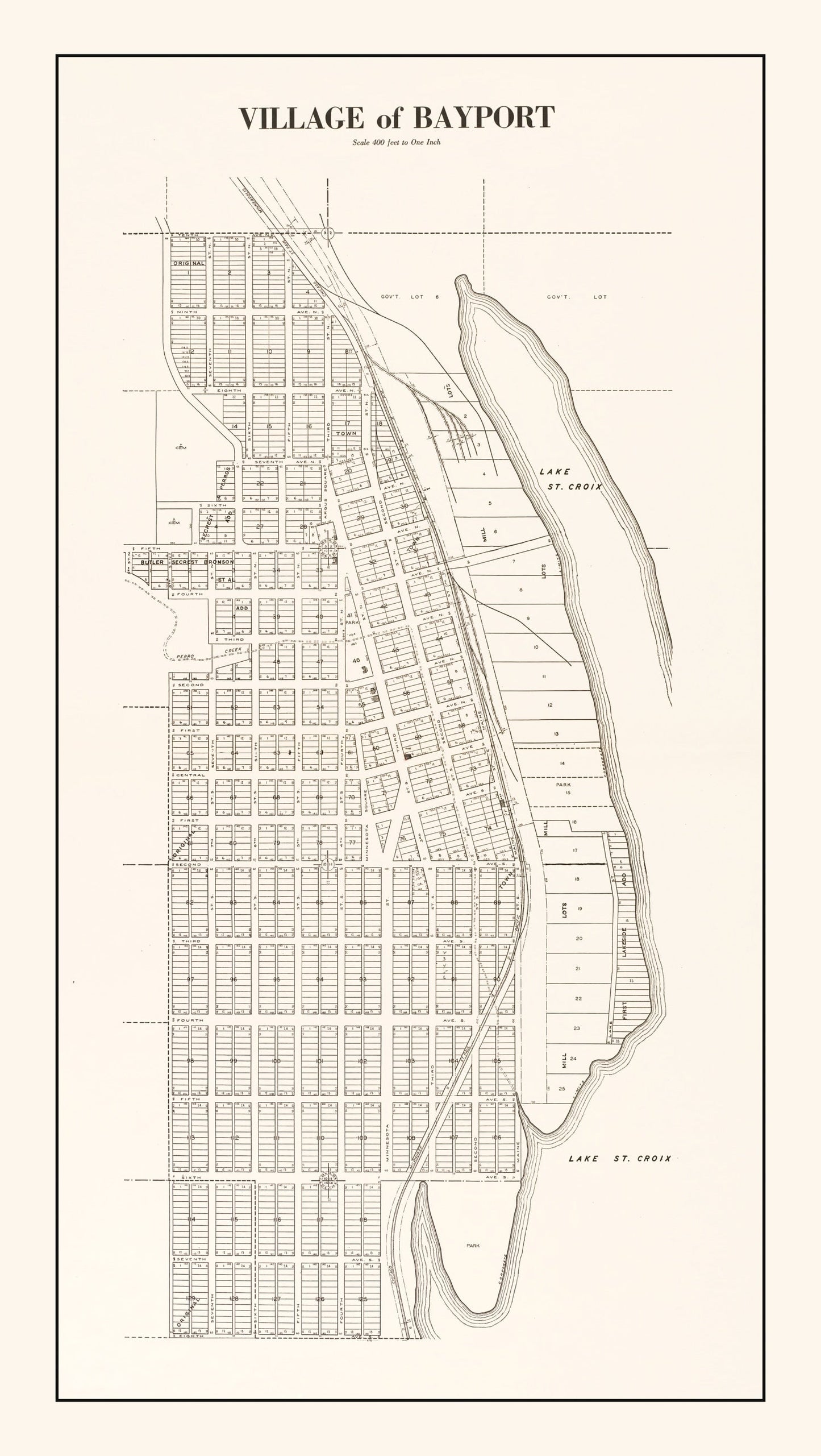 Vintage Map of Bayport, Minnesota, 1938