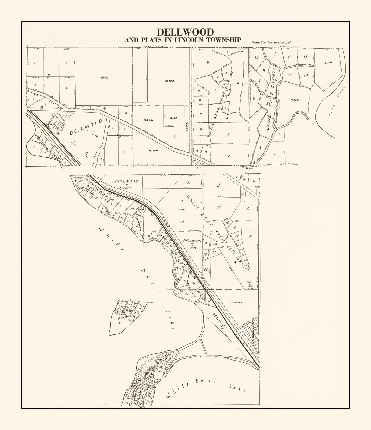 Vintage Map of Dellwood, Minnesota, 1938