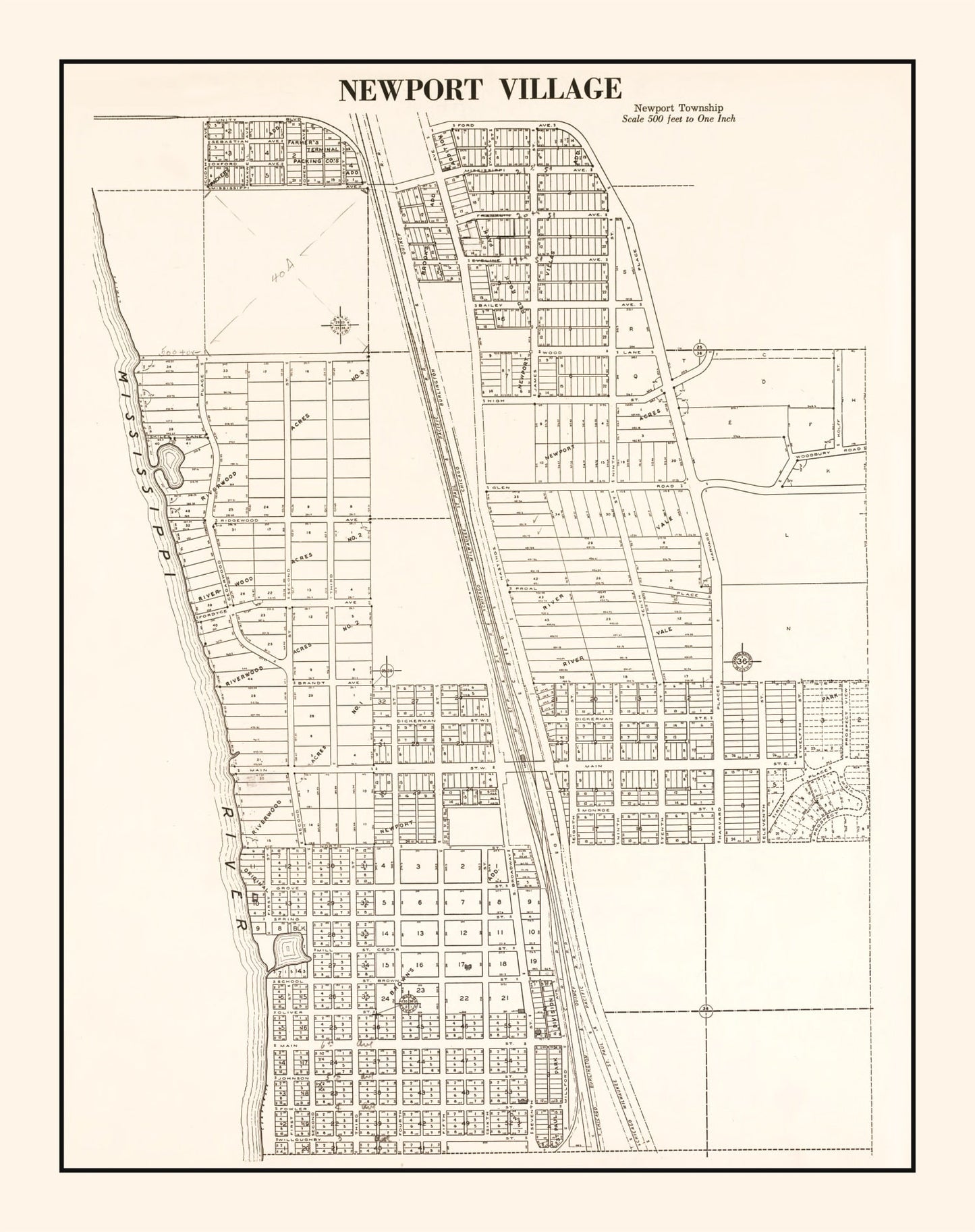 Vintage Map of Newport, Minnesota, 1938