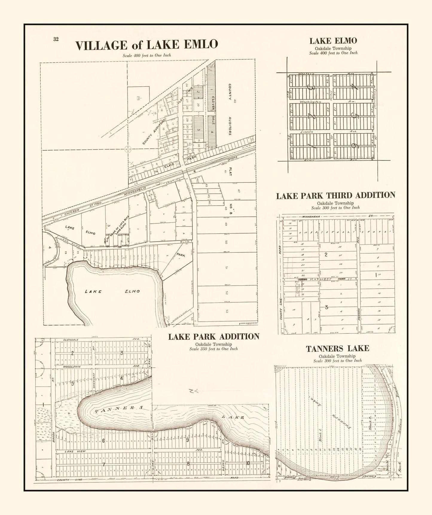 Vintage Map of Lake Emlo, Minnesota, 1938