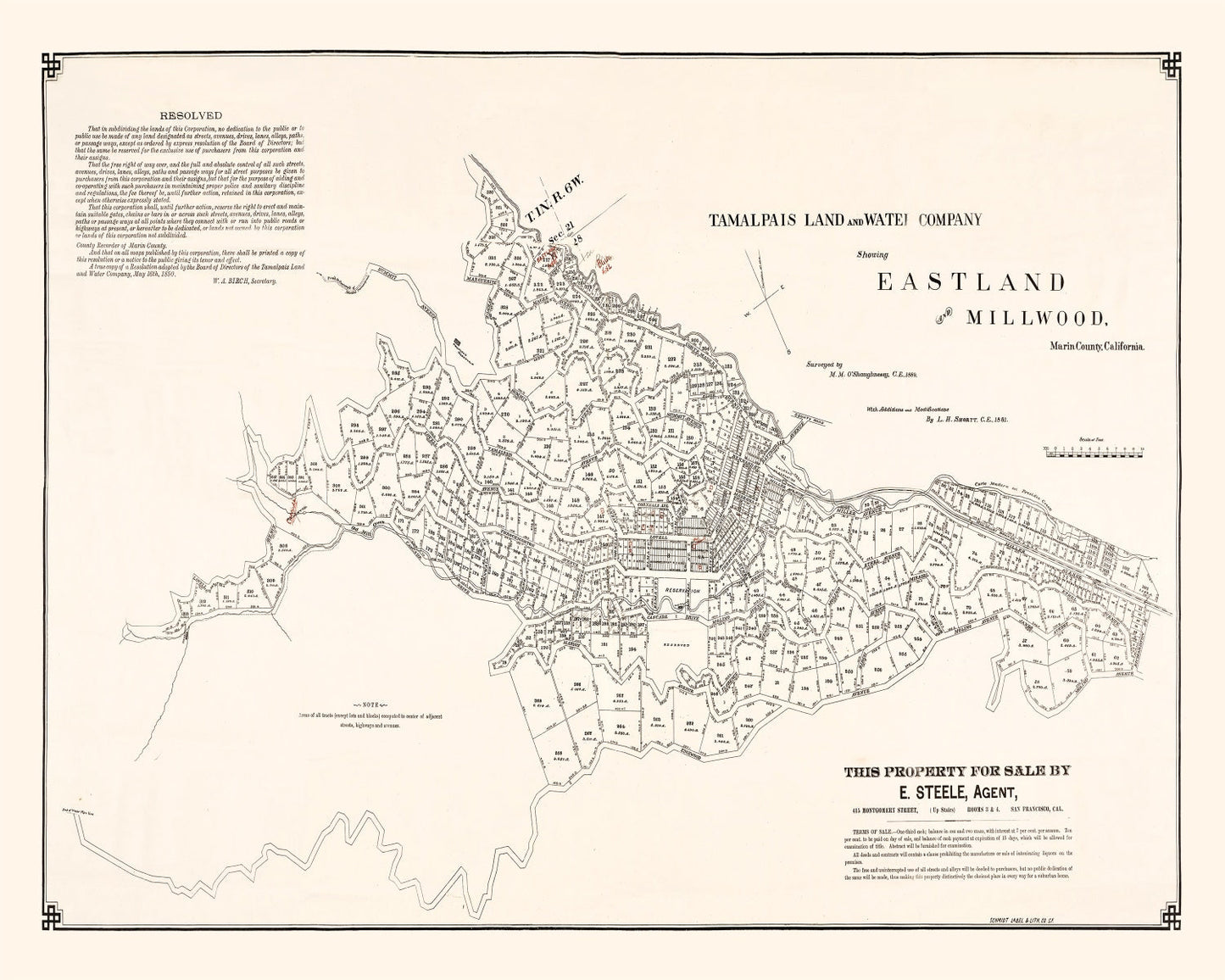 Vintage Map of Eastland, California, 1889