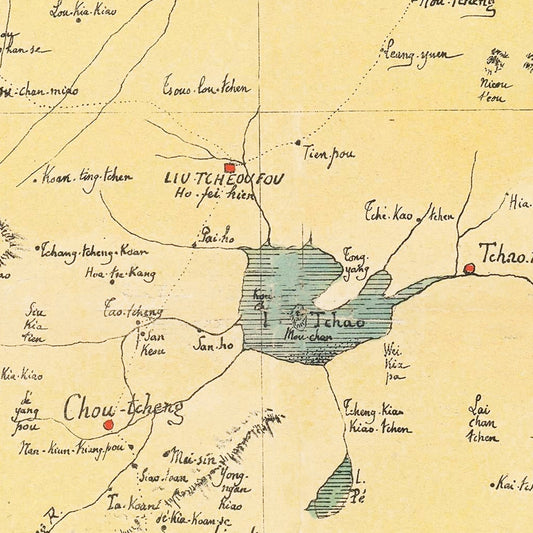 Vintage Map of Anhui Province, China, 1888