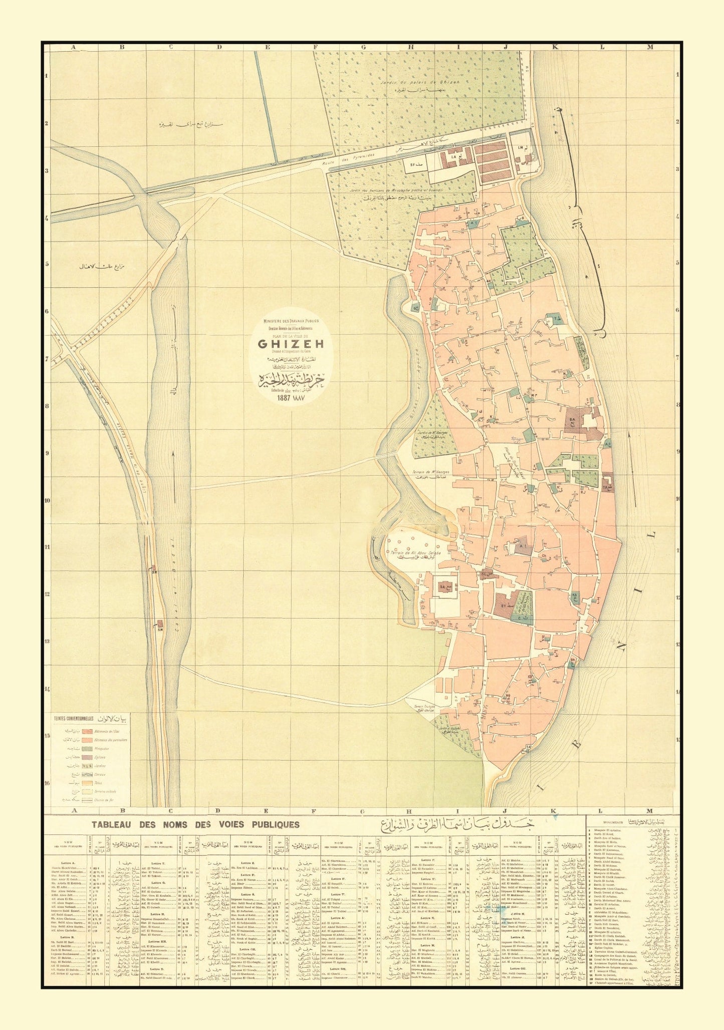 Vintage Map of Giza, Egypt, 1887