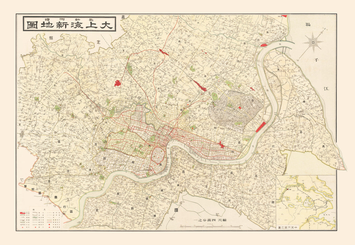 Vintage Map of Shanghai, China, 1938 II