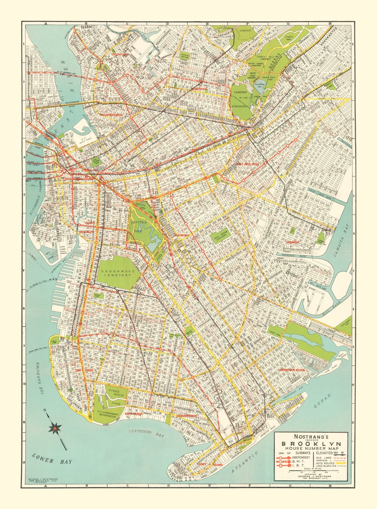 Vintage Map of Brooklyn, New York, 1934
