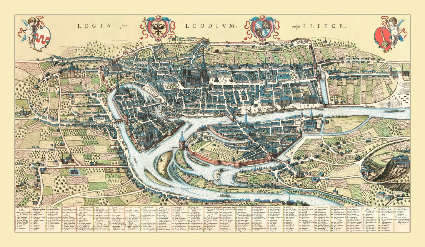 Vintage Map of Liege, Belgium, 1649