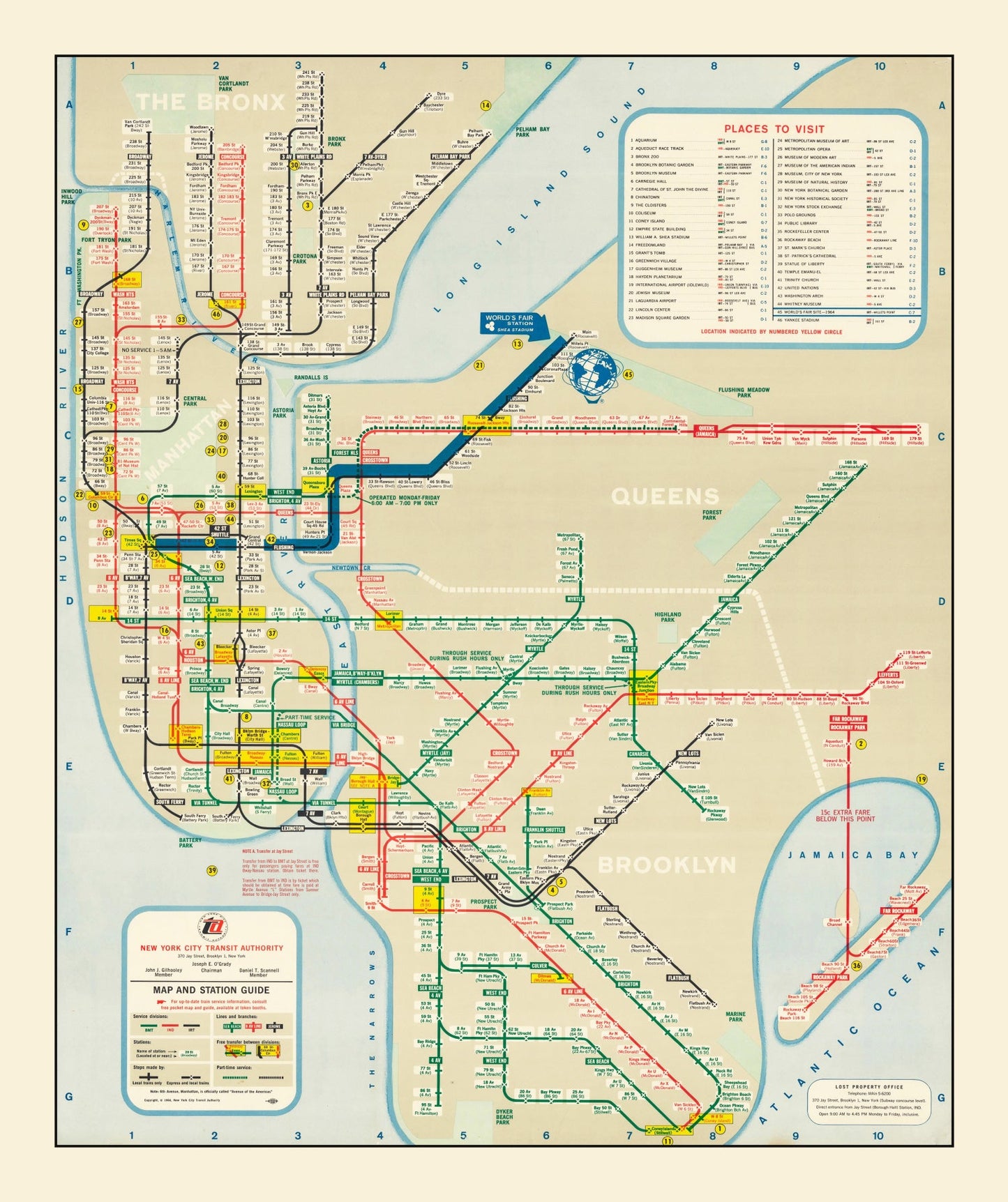 Vintage Railroad Map of New York, 1964