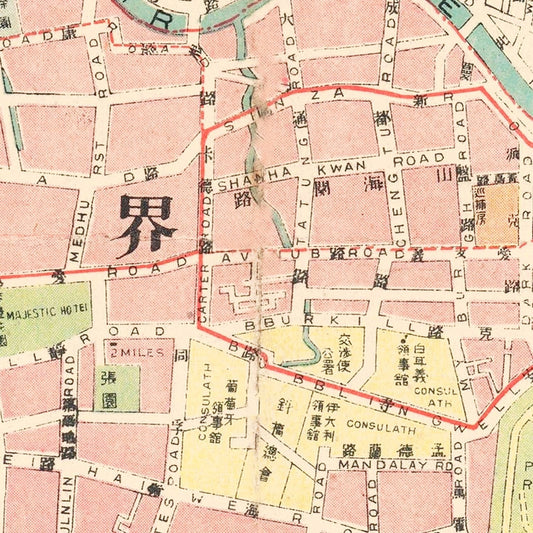 Vintage Map of Shanghai, China, 1940