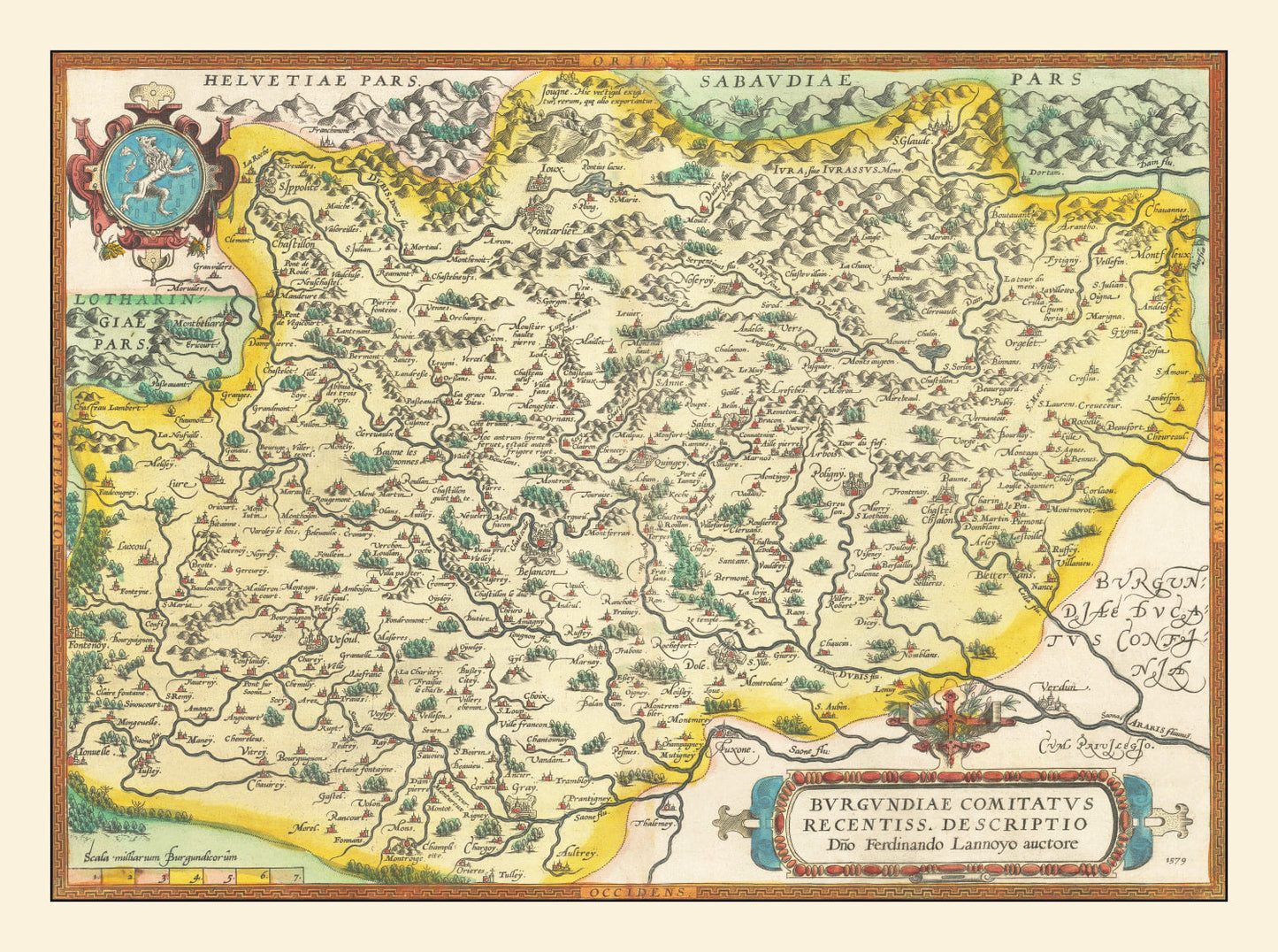 Vintage Map of Burgundy, France, 1595