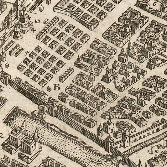 Vintage Map of Moscow, Russia, 1646