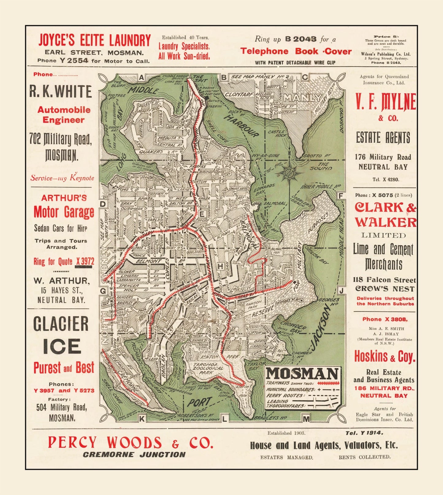 Vintage Map of Sydney, Australia, 1925