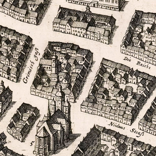 Vintage Map of Leipzig, Germany, 1637