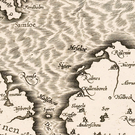 Vintage Map of Denmark, 1595
