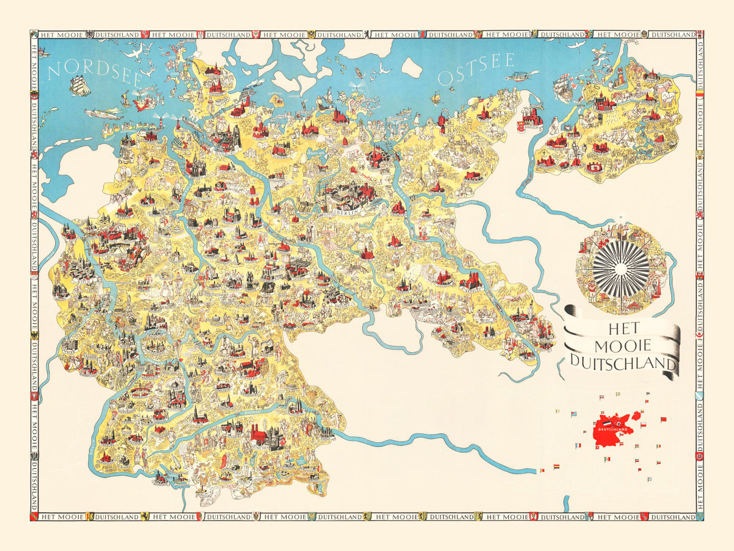 Vintage Propaganda Tourist Map of Germany, 1936