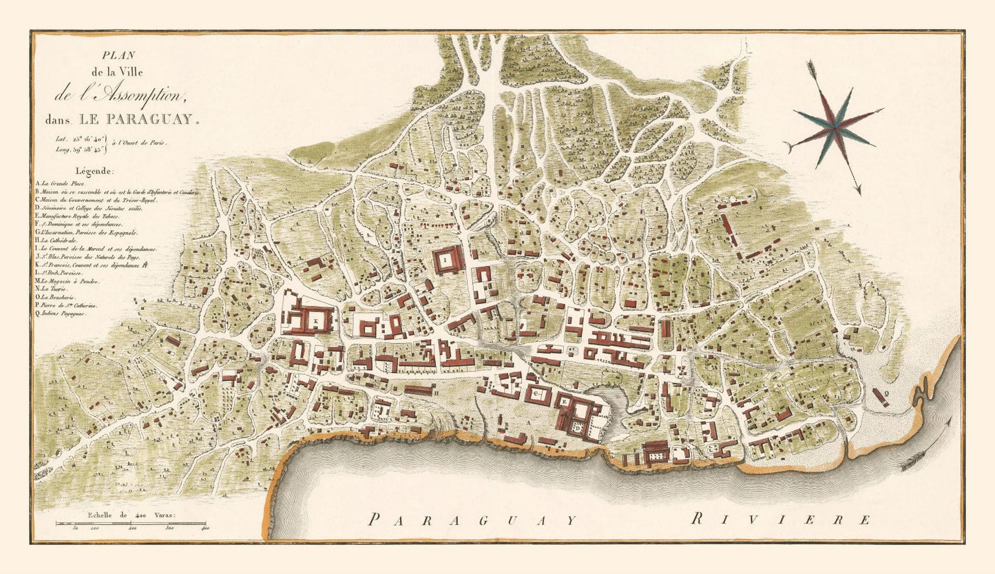 Vintage Map of Asuncion, Paraguay, 1809