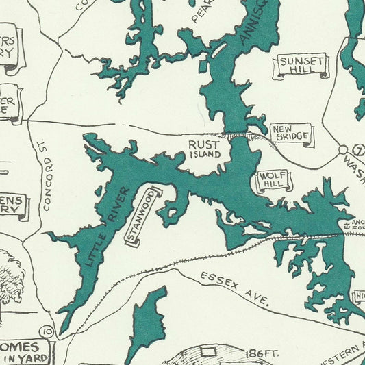 Vintage Pictorial Map of Cape Ann, Massachusetts, 1947
