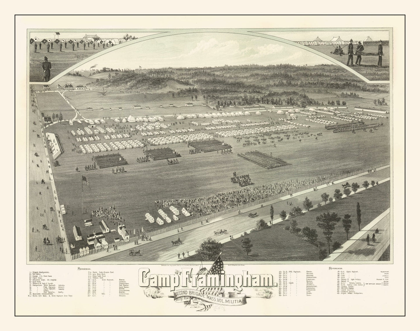 Vintage Map of Camp Framingham, Massachusetts, 1885