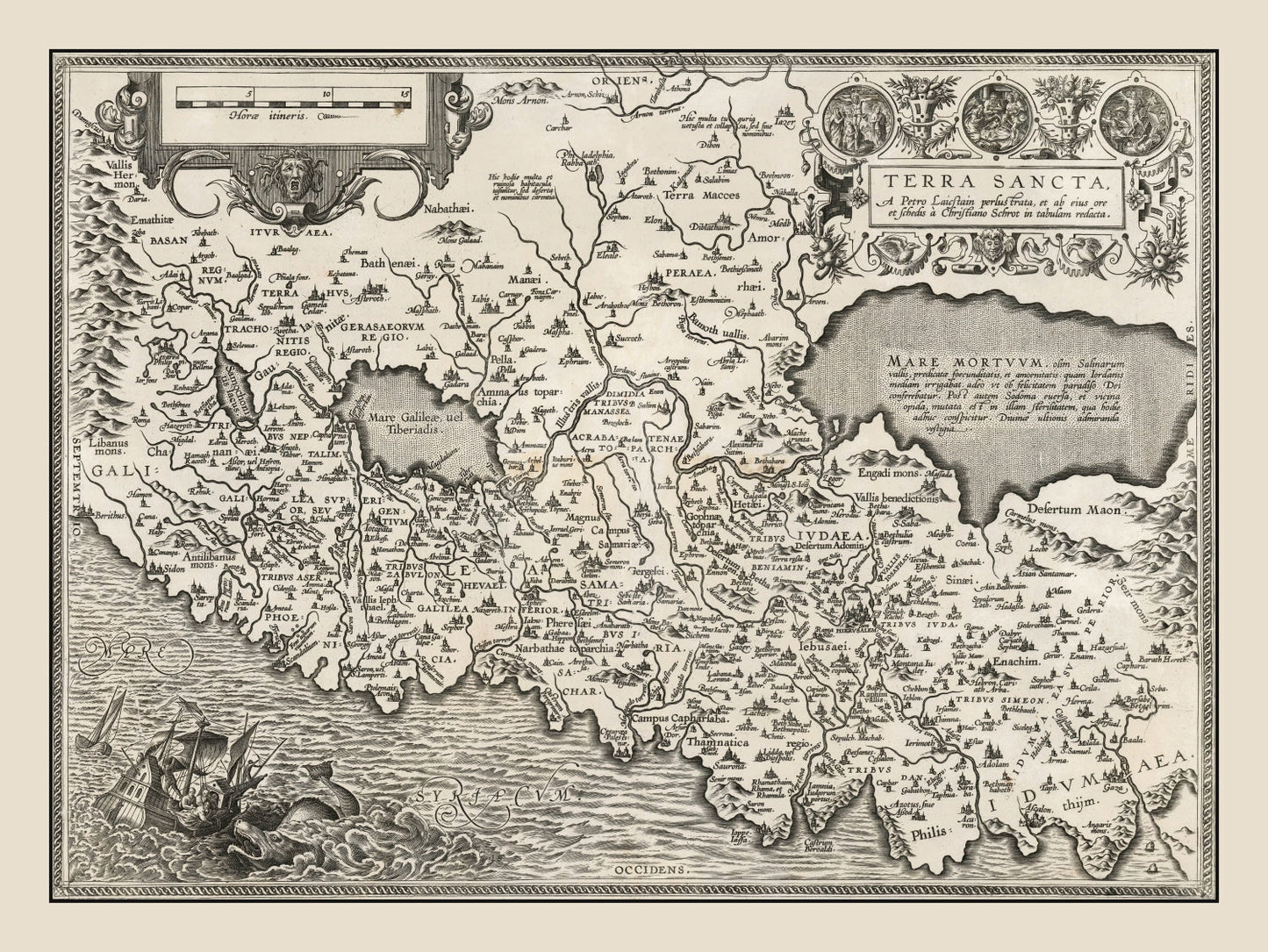 Vintage Israel and Palestine Map, 1584