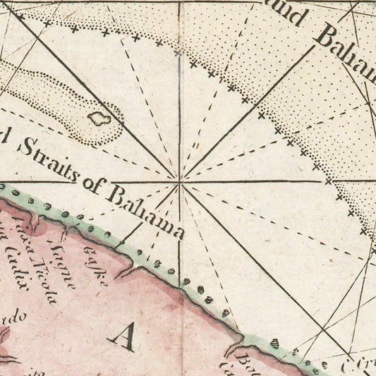 Vintage Map of the Bahamas, 1737