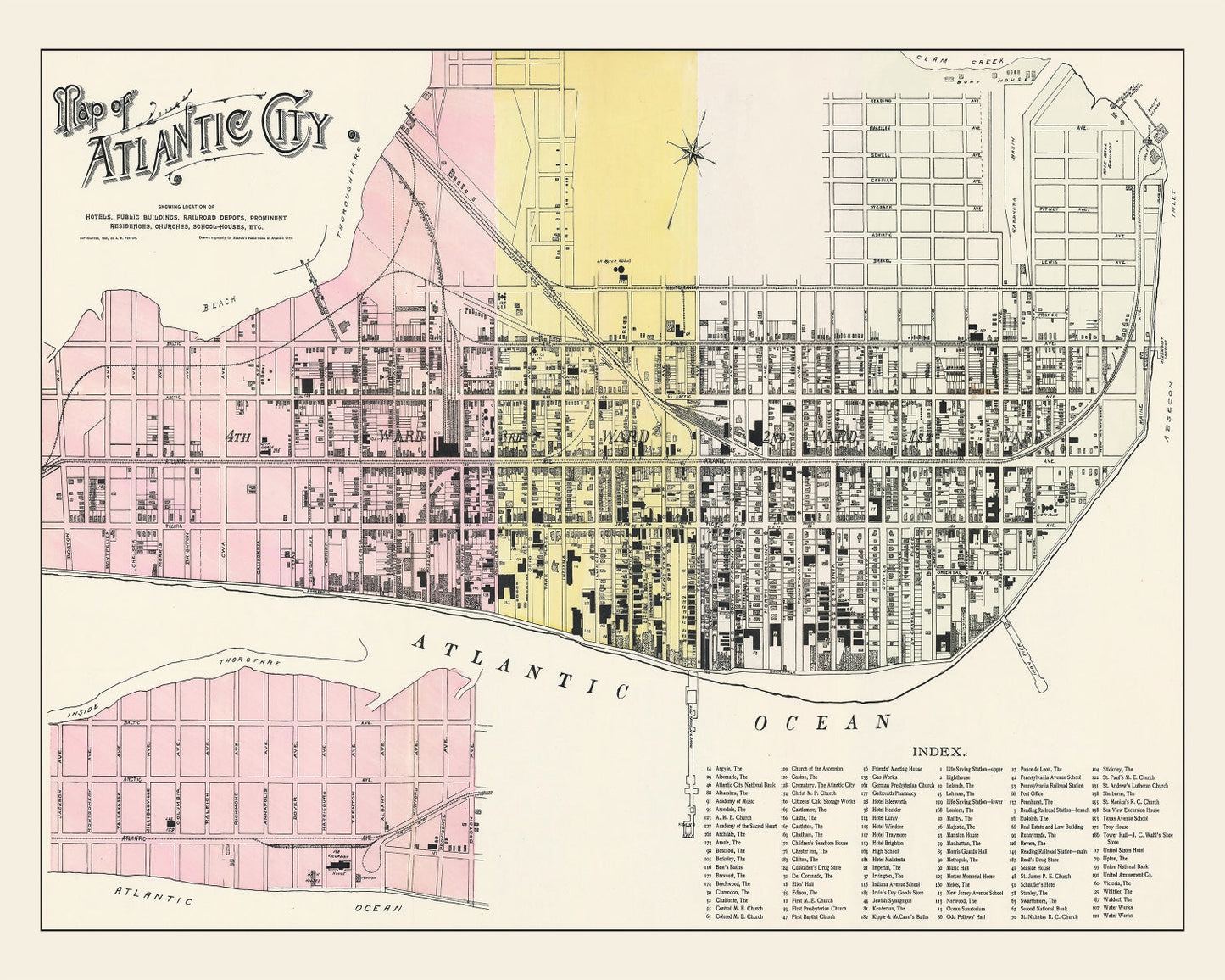 Vintage Map of Atlantic City, New Jersey, 1895