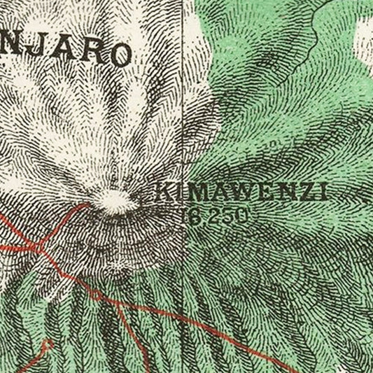 Vintage Map of Mount Kilimanjaro, Tanzania, 1885