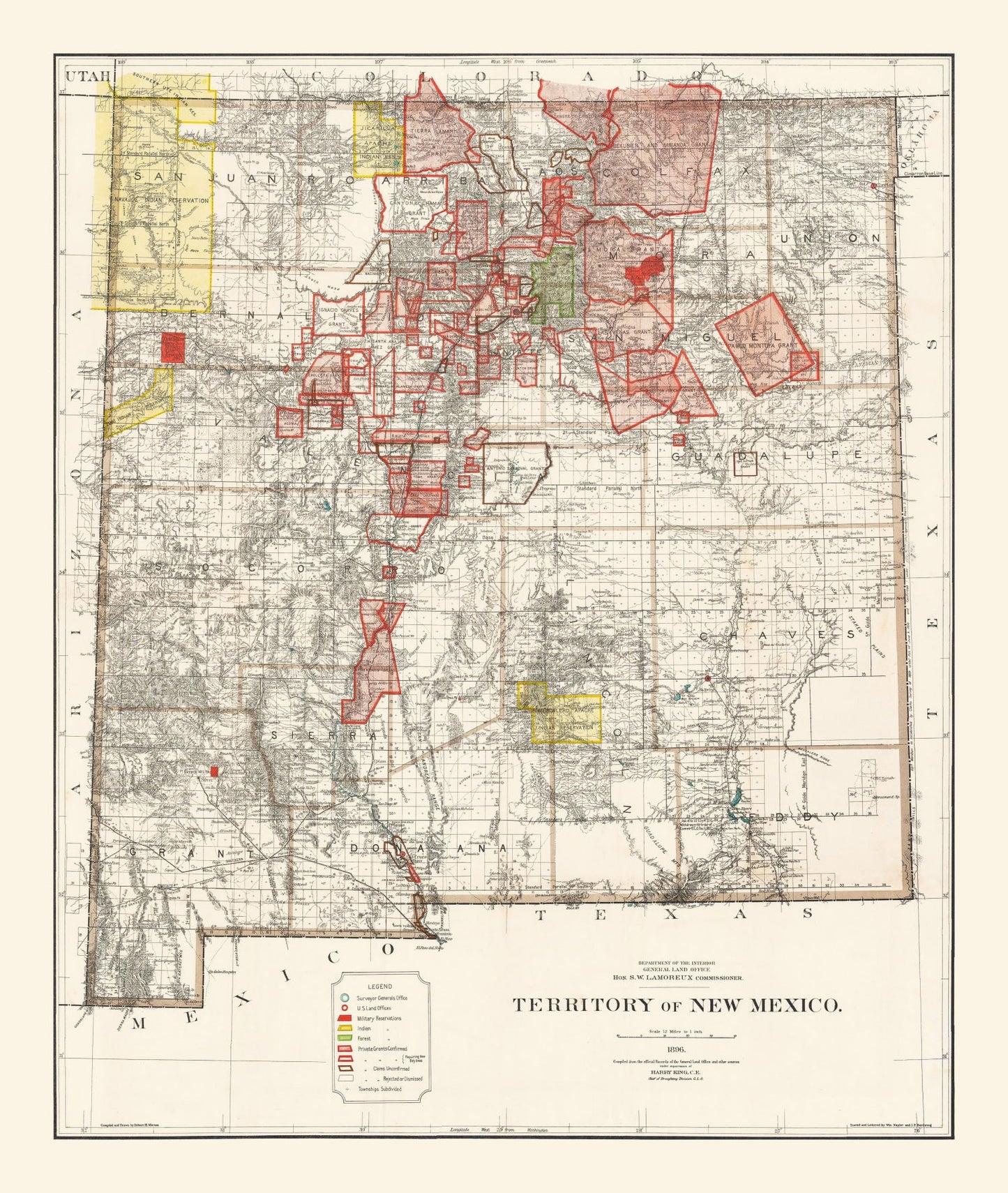 Vintage Map of New Mexico, 1896