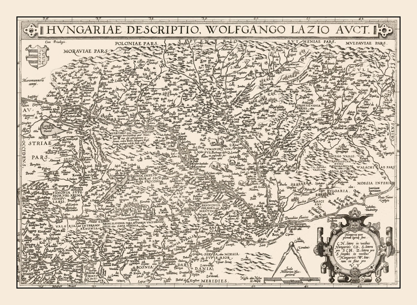 Vintage Map of Hungary, 1570