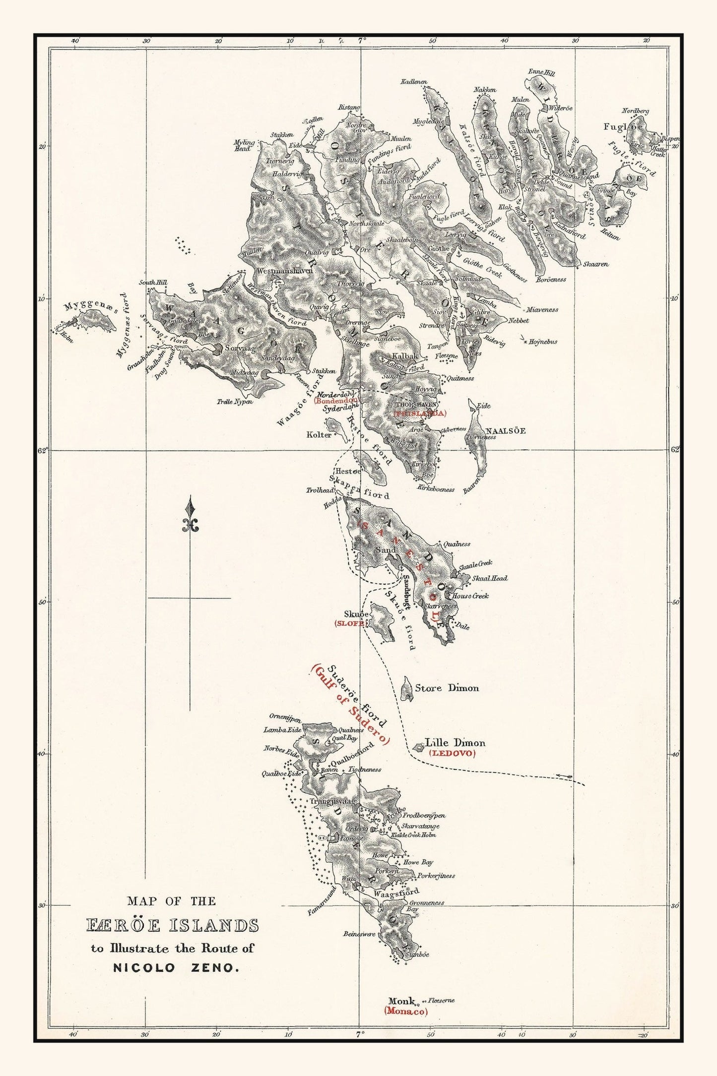 Vintage Map of the Faroe Islands, 1873