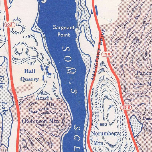 Vintage Map of Mount Desert Island, Maine, 1950
