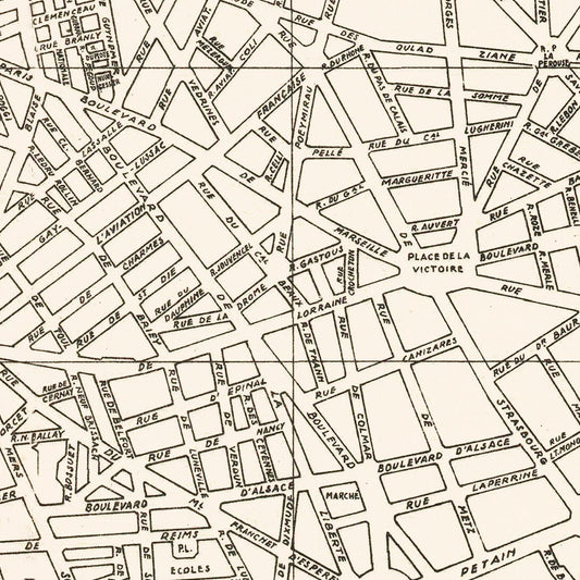 Vintage Map of Casablanca, Morocco, 1941