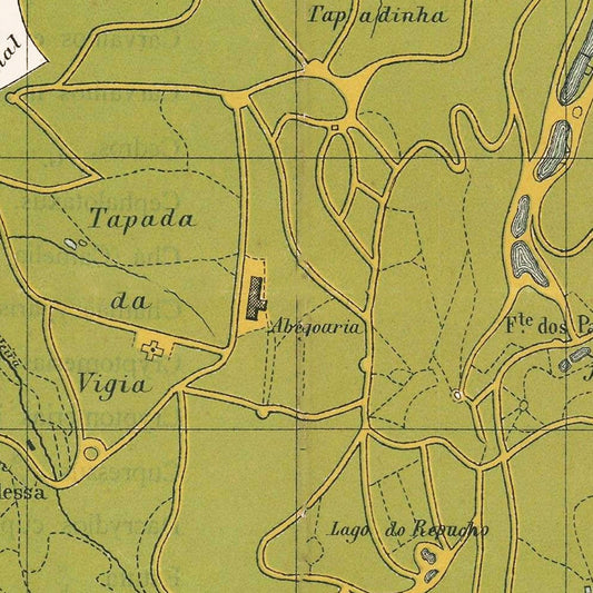 Vintage Map of Parque da Pena, Sintra, Portugal, 1912